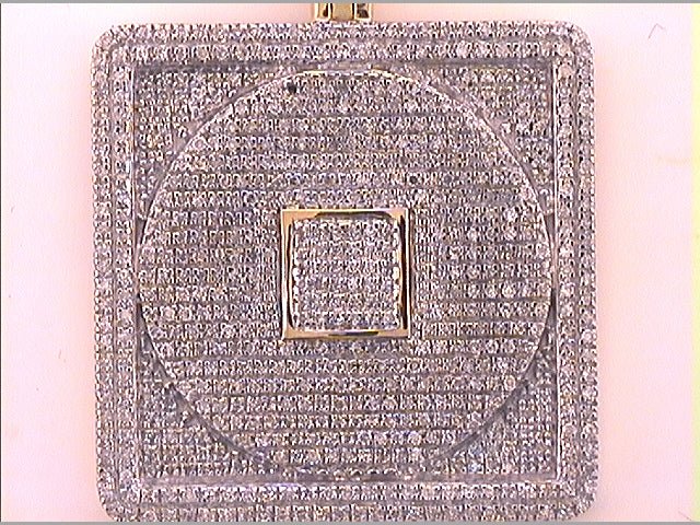 10K Yellow Gold Round Diamond Record Charm Pendant 2 Cttw - Splendid Jewellery