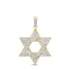 10K Yellow Gold Round Diamond Magen Star Of David Charm Pendant 1/2 Cttw - Splendid Jewellery