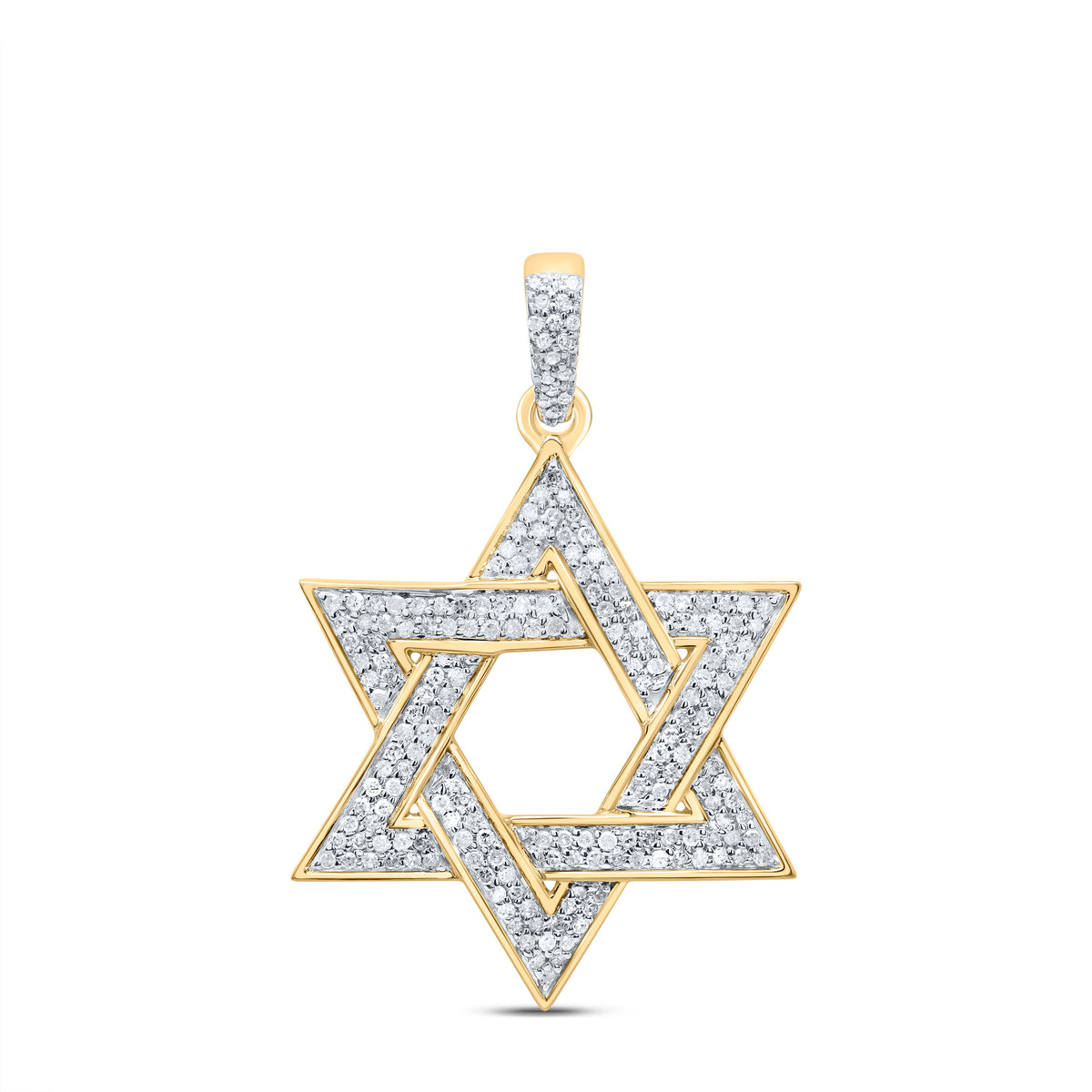 10K Yellow Gold Round Diamond Magen Star Of David Charm Pendant 1/2 Cttw - Splendid Jewellery