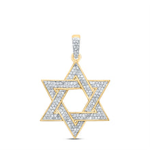 Load image into Gallery viewer, 10K Yellow Gold Round Diamond Magen Star Of David Charm Pendant 1/2 Cttw - Splendid Jewellery