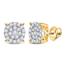 Load image into Gallery viewer, 14K Yellow Gold Elegant Cluster Earrings with Diamond - Splendid Jewellery