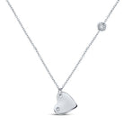 Sterling Silver Round Diamond Sterling Silver Womens Fashion Heart Necklace 1/20 Cttw - Splendid Jewellery
