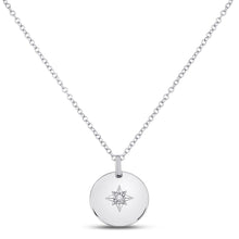 Load image into Gallery viewer, Sterling Silver Round Diamond Sterling Silver Womens Starburst Fashion Necklace 0.024 Cttw - Splendid Jewellery