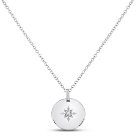 Sterling Silver Round Diamond Sterling Silver Womens Starburst Fashion Necklace 0.024 Cttw - Splendid Jewellery