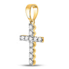 14K Yellow Gold Round Diamond Ana M Cross Pendant 1/5 Cttw - Splendid Jewellery