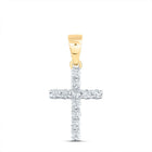14K Yellow Gold Round Diamond Ana M Cross Pendant 1/5 Cttw - Splendid Jewellery