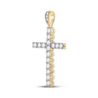 14K Yellow Gold Round Diamond Womens Religious Cross Pendant 1/2 Cttw - Splendid Jewellery