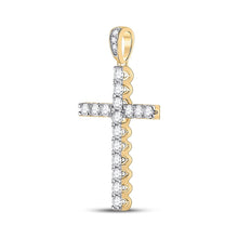 Load image into Gallery viewer, 14K Yellow Gold Round Diamond Womens Religious Cross Pendant 1/2 Cttw - Splendid Jewellery