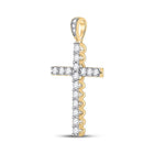 14K Yellow Gold Round Diamond Womens Religious Cross Pendant 1/2 Cttw - Splendid Jewellery