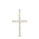 14K Yellow Gold Round Diamond Womens Religious Cross Pendant 1/2 Cttw - Splendid Jewellery