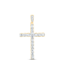Load image into Gallery viewer, 14K Yellow Gold Round Diamond Womens Religious Cross Pendant 1/2 Cttw - Splendid Jewellery