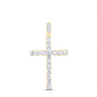 14K Yellow Gold Round Diamond Womens Religious Cross Pendant 1/2 Cttw - Splendid Jewellery