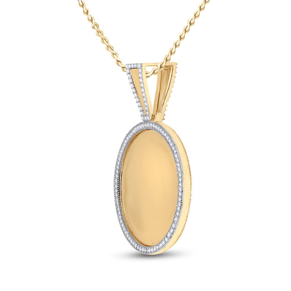 10K Yellow Gold Round Diamond Circle Picture Memory Charm Pendant 5/8 Cttw - Splendid Jewellery