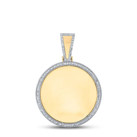 10K Yellow Gold Round Diamond Circle Picture Memory Charm Pendant 5/8 Cttw - Splendid Jewellery
