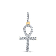 Load image into Gallery viewer, 10K Yellow Gold Round Diamond Ankh Cross Charm Pendant 1/2 Cttw - Splendid Jewellery