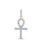 10K Yellow Gold Round Diamond Ankh Cross Charm Pendant 1/2 Cttw - Splendid Jewellery