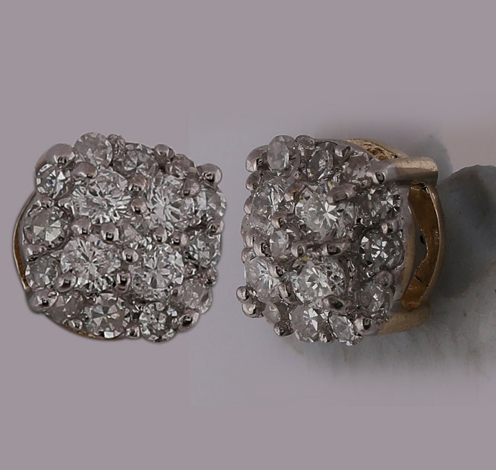 10K Yellow Gold Round Diamond Cluster Earrings - Splendid Jewellery