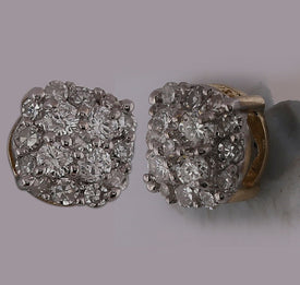 10K Yellow Gold Round Diamond Cluster Earrings - Splendid Jewellery