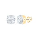10K Yellow Gold Round Diamond Cluster Earrings - Splendid Jewellery