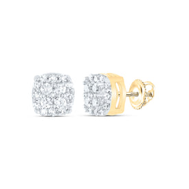 10K Yellow Gold Round Diamond Cluster Earrings - Splendid Jewellery