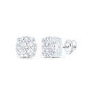 10K White Gold Elegant Cluster Earrings with Diamond - Splendid Jewellery