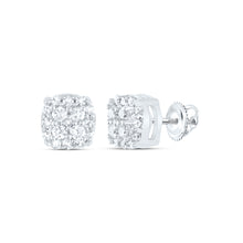 Load image into Gallery viewer, 10K White Gold Elegant Cluster Earrings with Diamond - Splendid Jewellery