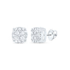 10K White Gold Elegant Cluster Earrings with Diamond - Splendid Jewellery