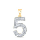 10K Yellow Gold Round Diamond Number Charm Pendant 1/2 Cttw - Splendid Jewellery