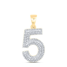 Load image into Gallery viewer, 10K Yellow Gold Round Diamond Number Charm Pendant 1/2 Cttw - Splendid Jewellery