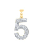 10K Yellow Gold Round Diamond Number Charm Pendant 1/2 Cttw - Splendid Jewellery