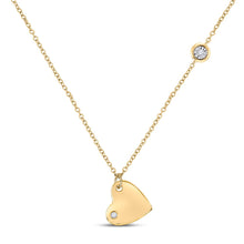 Load image into Gallery viewer, Yellow - tone Sterling Round Diamond Sterling Silver Womens Fashion Heart Necklace 1/20 Cttw - Splendid Jewellery