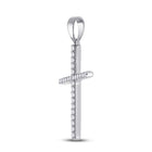 10K White Gold Round Diamond Womens Religious Cross Pendant 1/8 Cttw - Splendid Jewellery