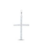 10K White Gold Round Diamond Womens Religious Cross Pendant 1/8 Cttw - Splendid Jewellery