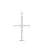 10K White Gold Round Diamond Womens Religious Cross Pendant 1/8 Cttw - Splendid Jewellery
