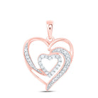 10K Rose Gold Round Diamond Womens Fashion Heart Pendant 1/6 Cttw - Splendid Jewellery