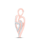 10K Rose Gold Round Diamond Womens Fashion Heart Pendant 1/6 Cttw - Splendid Jewellery