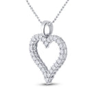 14K White Gold Round Diamond Womens Outline Heart Pendant 1 Cttw - Splendid Jewellery