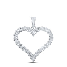 Load image into Gallery viewer, 14K White Gold Round Diamond Womens Outline Heart Pendant 1 Cttw - Splendid Jewellery