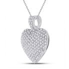 14K White Gold Round Diamond Womens Charmed Heart Pendant 1 Cttw - Splendid Jewellery