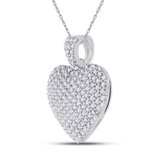 Load image into Gallery viewer, 14K White Gold Round Diamond Womens Charmed Heart Pendant 1 Cttw - Splendid Jewellery