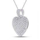 14K White Gold Round Diamond Womens Charmed Heart Pendant 1 Cttw - Splendid Jewellery
