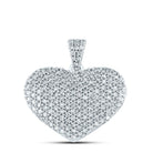 14K White Gold Round Diamond Womens Charmed Heart Pendant 1 Cttw - Splendid Jewellery