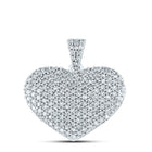 14K White Gold Round Diamond Womens Charmed Heart Pendant 1 Cttw - Splendid Jewellery