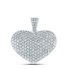 14K White Gold Round Diamond Womens Charmed Heart Pendant 1 Cttw - Splendid Jewellery
