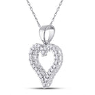 14K White Gold Round Diamond Womens Outline Heart Pendant 1/4 Cttw - Splendid Jewellery