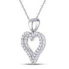 14K White Gold Round Diamond Womens Outline Heart Pendant 1/4 Cttw - Splendid Jewellery