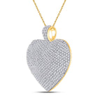 14K Yellow Gold Round Diamond Heart Pendant 2 Cttw - Splendid Jewellery