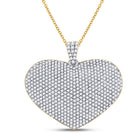 14K Yellow Gold Round Diamond Heart Pendant 2 Cttw - Splendid Jewellery