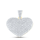 14K Yellow Gold Round Diamond Heart Pendant 1 Cttw - Splendid Jewellery