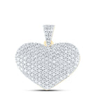 14K Yellow Gold Round Diamond Heart Pendant 1 Cttw - Splendid Jewellery